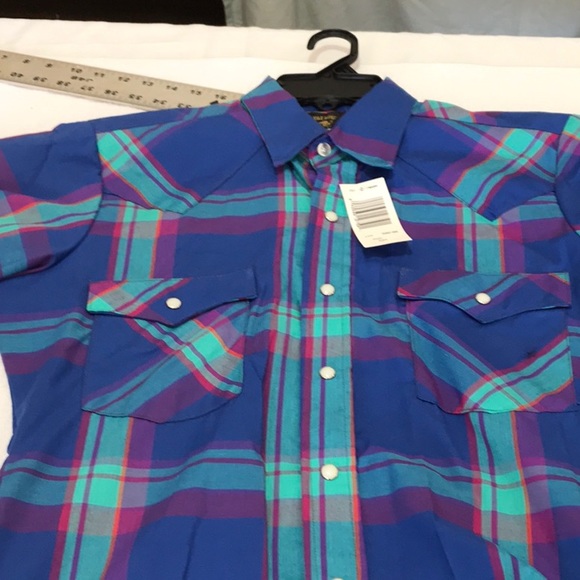 Vintage short sleeve Saddle King Western  pearl button 141/2 small regular - Picture 4 of 8